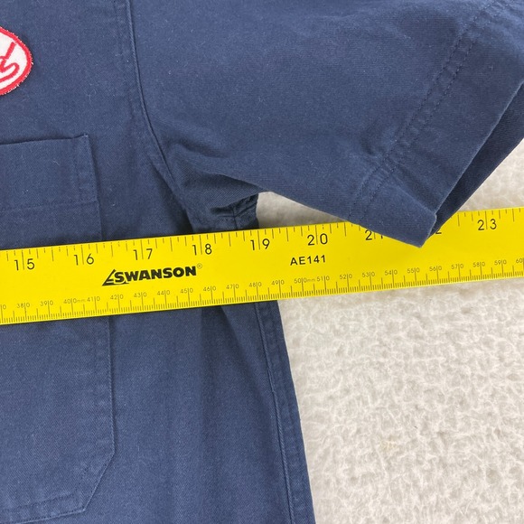 Bike Shed Motorcycle Club Blue Garage Patch Shirt Mens Button-Up Size Small - Picture 6 of 14